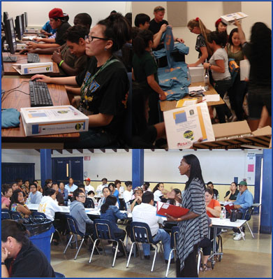 Students, mentors, faculty and staff. Group photos and classes in session.